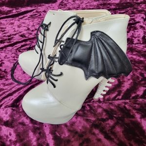 Faux Leather Bat Wing Boots